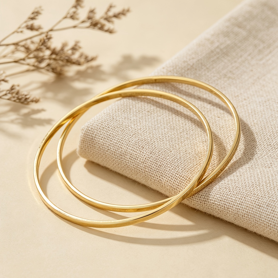 2pcs Women's Modern Stackable Round Bangle Set